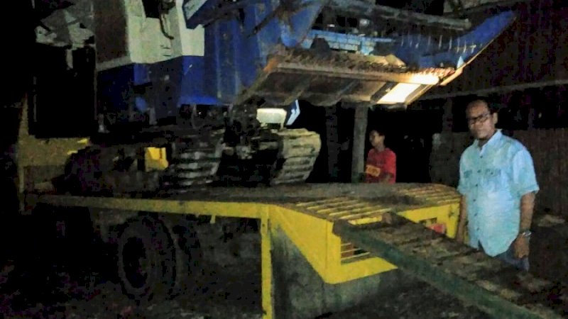 Mesin panen bantuan Kementerian Pertanian saat diamankan di Wajo, Jumat malam (21/2/2020).
