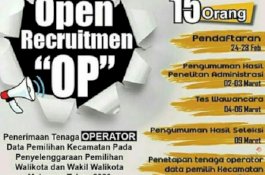 KPU Rekrut Tenaga Operator Data Pemilihan Kecamatan Pilwalkot Makassar, Berikut Ketentuannya