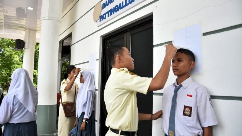 Seleksi calon anggota paskibraka digelar di halaman kantor bupati Gowa, Jalan Masjid Raya, Sungguminasa, Sabtu (29/2/2020).