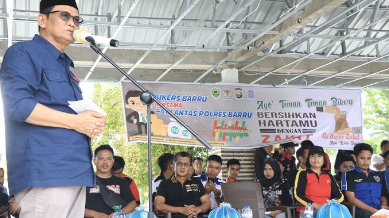 Bupati Barru, Suardi Saleh menghadiri deklarasi Bikers Barru, Minggu (1/3/2020).
