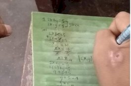 Bikin Haru! Tak Mampu Beli Buku, Anak Menulis Pakai Daun Pisang