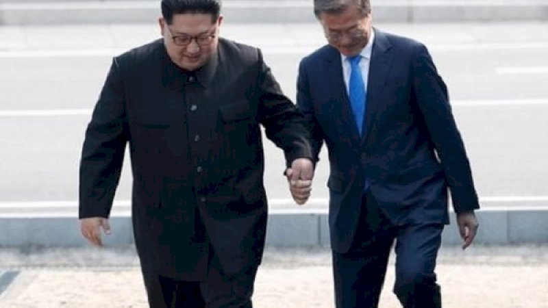 Presiden Korea Utara Kim Jong-Un dan Presiden Korea Selatan Moon Jae-In. (Foto: Istimewa)