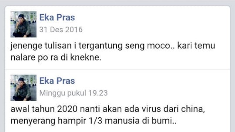 Heboh Santri Ramal Virus Corona Sejak 2016, Pemilik Akun Ini Bongkar Ternyata Editan