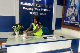 Cegah Penyebaran Corona, Sat Lantas Polres Wajo Bersih-bersih