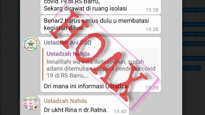 Beredar Percakapan Pasien Corona di RSUD Barru, Ternyata Virus Hoax yang Mewabah