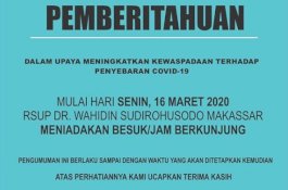 RS Wahidin Sudirohusodo Makassar Tiadakan Jam Besuk