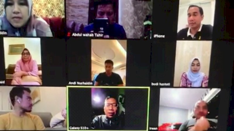 DPRD Makassar saat rapat dengar pendapat dengan Pemkot Makassar melalui telekonferensi terkait penanganan Covid-19.