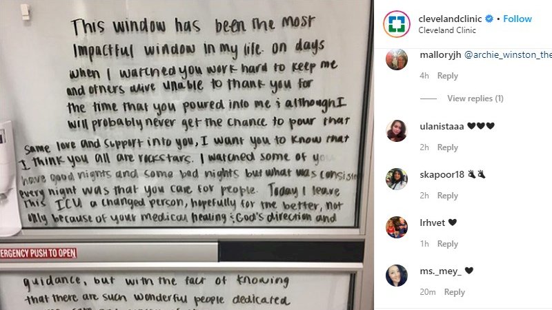 Ditulis di Jendela Kaca Ruang Isolasi, Ini Pesan Mengharukan Pasien yang Sembuh dari Covid-19