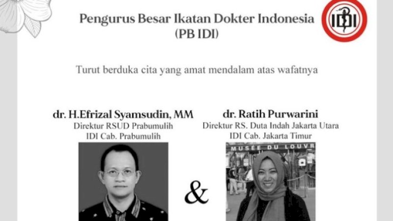 Sudah 12 Dokter Meninggal akibat Covid-19, Dua Terakhir Direktur RS di Palembang dan Jakarta