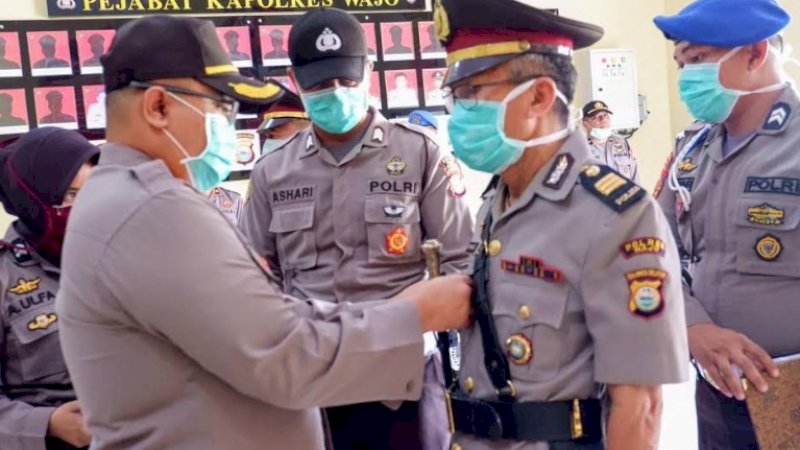 Upacara serah terima jabatan tetap berlangsung di Wajo. Dipimpin Kapolres Wajo, AKBP Dedy Dewantho SIK, Kamis (2/3/2020).