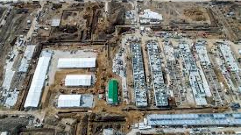 Rumah sakit darurat yang sementara dibangun di Moskow.