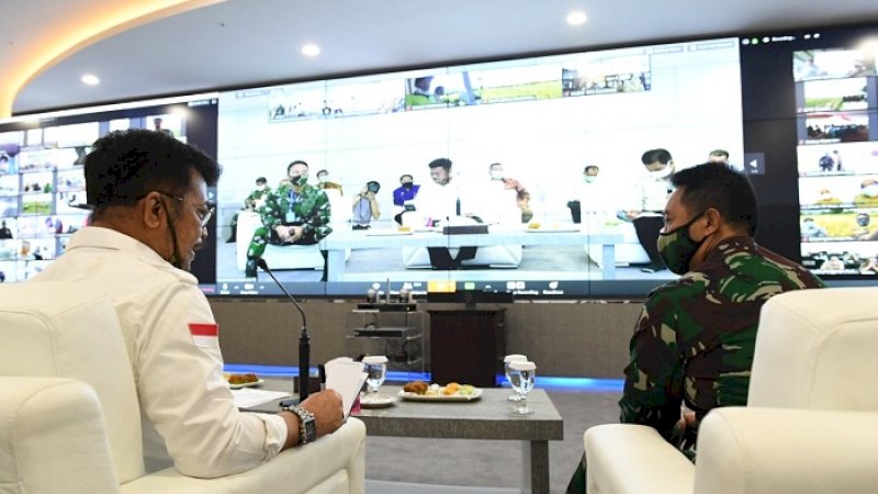 Menteri Pertanian Syahrul Yasin Limpo bersama KSAD, Jenderal Andika Perkasa.