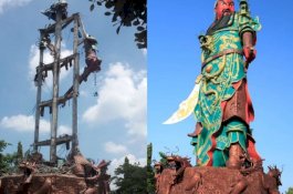 Robohnya Patung Dewa Perang Tertinggi di Asia Tenggara Senilai Rp2,5 Miliar di Tuban