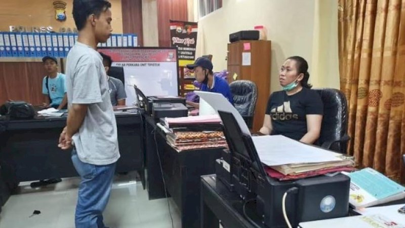 Pelaku utama saat diperiksa di Mapolres Pangkep.