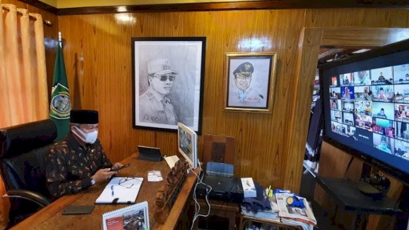 Halalbihalal yang digelar Gubernur Sulsel, Prof Nurdin Abdullah turut diikuti Wali Kota Parepare, HM Taufan Pawe. Acara yang digelar virtual itu berlangsung, Selasa (26/5/2020).