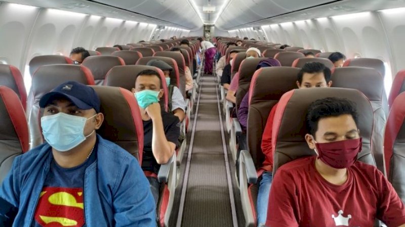 Pengaturan kabin Lion Air di tengah pandemi corona. 