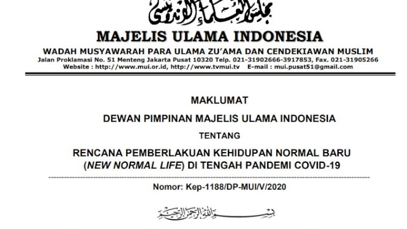 Wabah Virus Corona Belum Terkendali, Ini Maklumat MUI Tanggapi New Normal Life