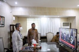 PJ Wali Kota Makassar Ikuti Vidcon Bersama Presiden RI di Peringatan Hari Lahir Pancasila