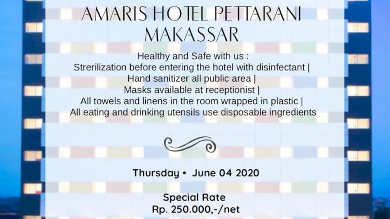 Hotel Amaris Pettarani Makassar Bakal  Buka Kembali  dengan Protokol “New Normal”
