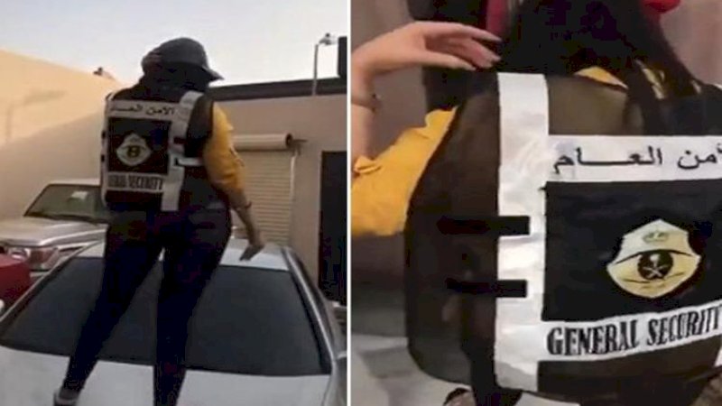 Wanita Saudi yang menari di atas kap mobil.