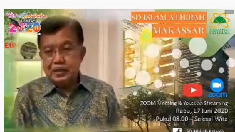 Jusuf Kalla Hadiri Penamatan Virtual SD Islam Athirah 1 Makassar&nbsp;