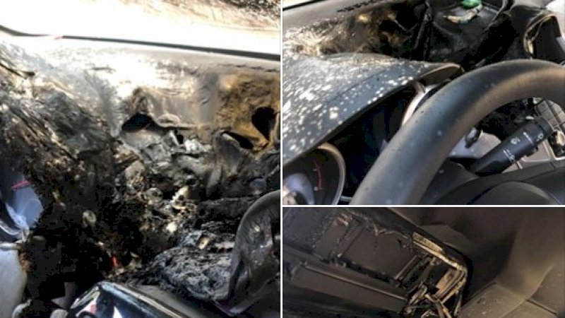 Pengemudi Simpan Hand Sanitizer di Dasbor, Mobilnya Hangus Terbakar