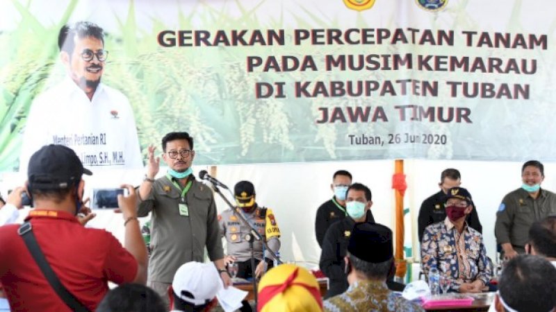 Menteri Pertanian,Syahrul Yasin Limpo di Tuban, Jawa Timur.