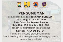 Jalan Poros Palopo-Toraja Lumpuh Total Akibat Longsor, BBPJN Sulsel Kerahkan Alat Berat