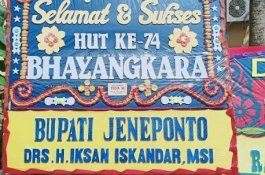 Halaman Mapolres Jeneponto Banjir Karangan Bunga Ucapan Selamat Hari Bhayangkara Ke-74