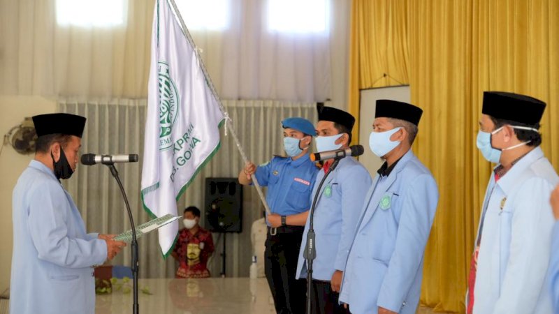Pengurus baru DPD BKPRMI Kabupaten Gowa saat dilantik di Gedung Haji Bate Sungguminasa, Kamis (9/7).