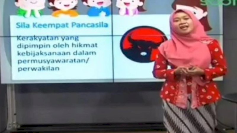Tampilkan Logo PDIP pada Sila Keempat Pancasila, Ini Pengakuan Guru di Surabaya