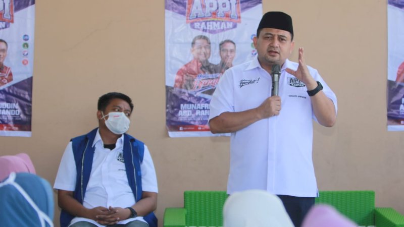 Calon wali kota Makassar, Munafri Arifuddin di Minasa Upa, Sabtu (3/10/2020).