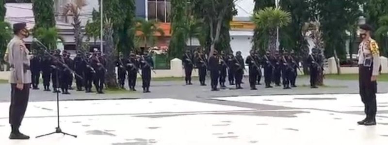 Apel Pengamanan TPS, Kapolres Gowa Ingatkan Jajaran Tegas saat Pengamanan