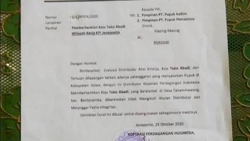 Pupuk Bersubsidi Langka, Pengecer Nakal di Jeneponto Diberhentikan