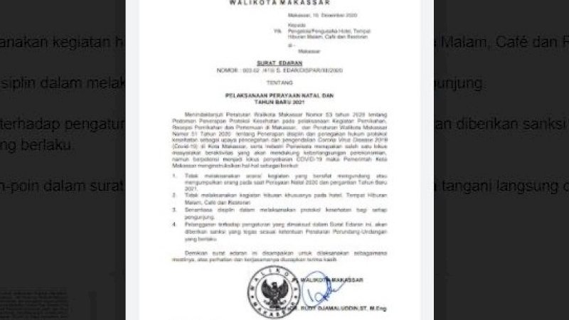 Surat edaran Pj Wali Kota Makassar.