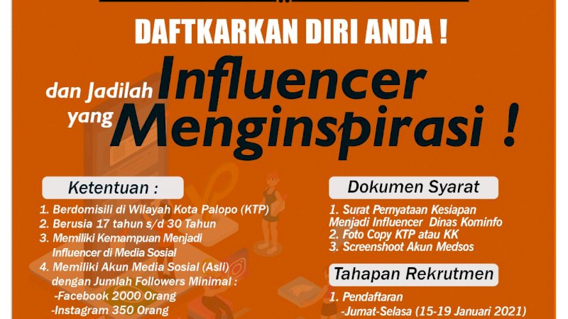 Pemkot Palopo Cari 48 Influencer, Berminat?