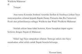 Konjen Amerika Serikat Beri Ucapan Selamat dan Ingin Bertemu dengan Danny Pomanto