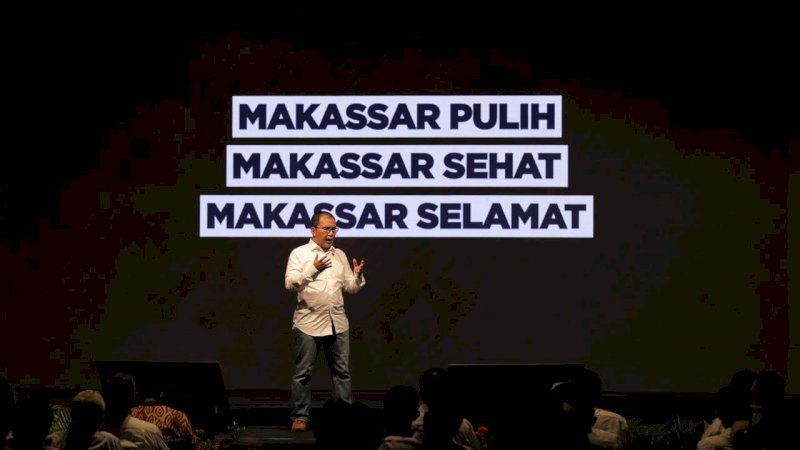 Wali Kota Makassar, Moh Ramdhan Pomanto saat launching program "Makassar Recover", di kediamannya, jl Amirullah, Jumat, (5/3).