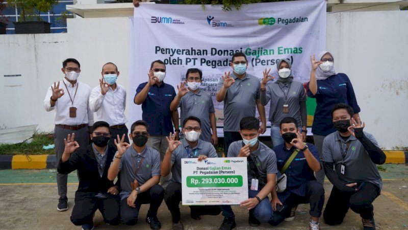 Pegadaian Wilayah VI Makassar Salurkan Donasi Program Gajian Emas untuk Korban Bencana Sulbar