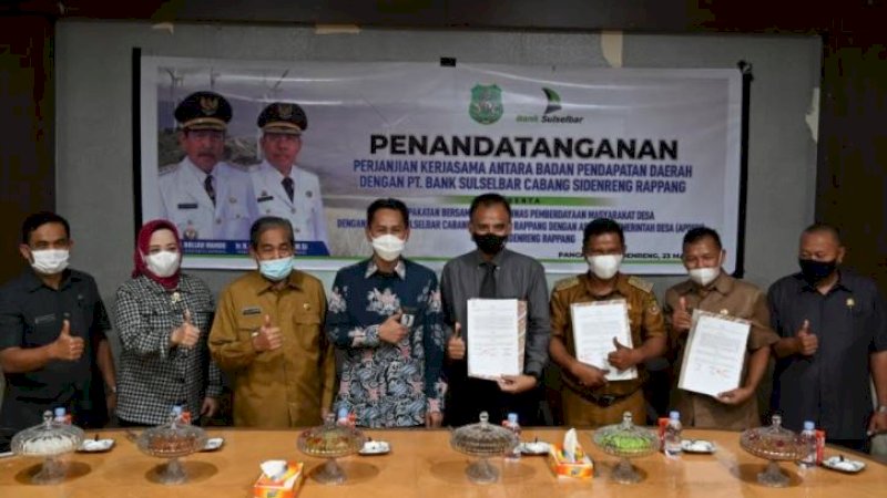 Penandatanganan kerja sama berlangsung di ruang rapat lantai III Kantor Bupati Sidrap, Selasa (23/3/2021).