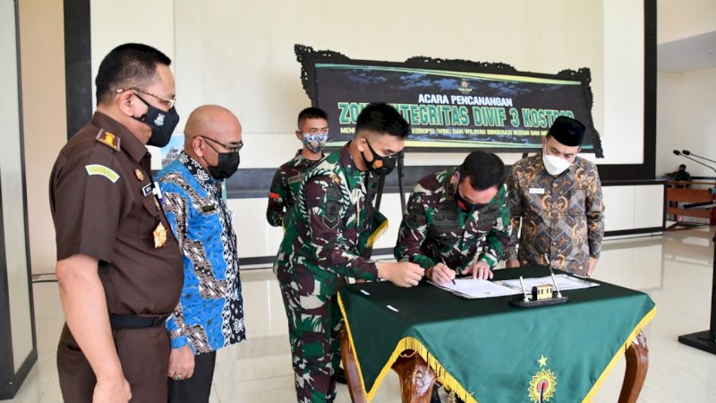 Deklarasi Zona Integritas, Divif 3 Kostrad Berkomitmen Jadi Wilayah Bebas Korupsi