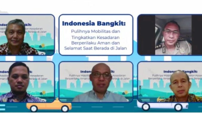 Webinar bertajuk Indonesia Bangkit: Pulihnya Mobilitas dan Tingkatkan Kesadaran Berperilaku Aman dan Selamat Saat Berada di Jalan, Selasa (30/3/2021).