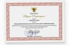 Bikin Bangga, Wajo Satu-satunya dari Sulsel Raih Penghargaan Dukcapil Bisa 2020