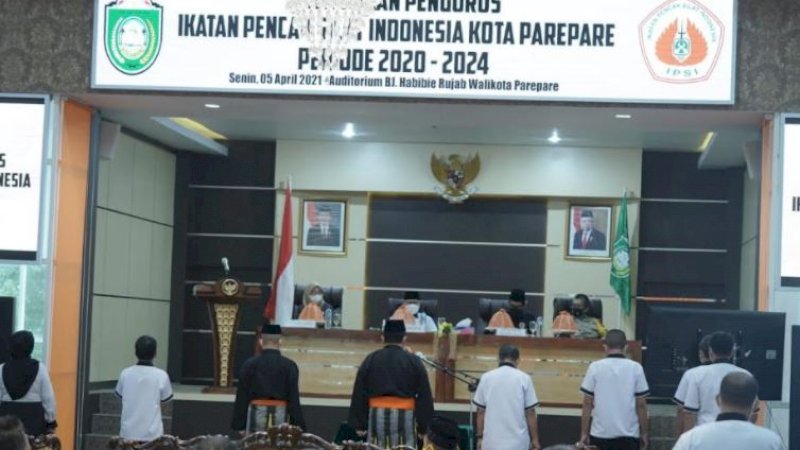 Pelantikan pengurus Ikatan Pencak Silat Indonesia (IPSI) Kota Parepare periode 2020-2024 di Auditorium BJ Habibie, Senin (5/4/2021).