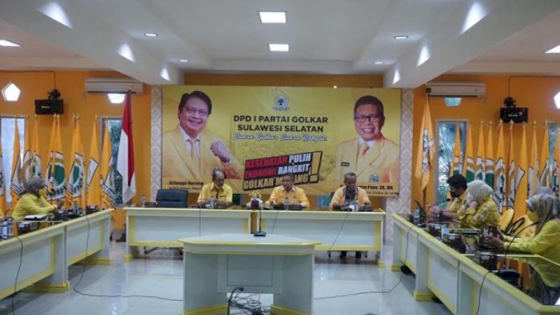 Rapat prakondisi pembentukan kepanitiaan di Kantor Golkar Sulsel, Jalan Amanagappa, Makassar, Kamis (20/5/2021).