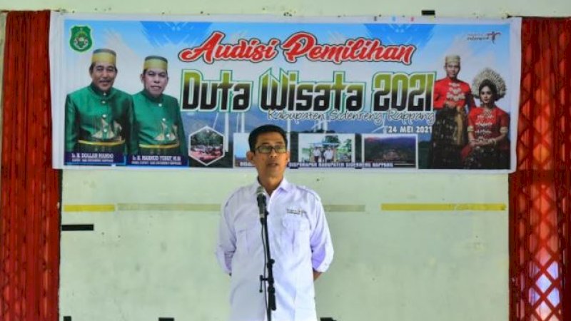 Audisi Duta Wisata Kabupaten Sidrap 2021 yang digelar Dinas Kepemudaan Olahraga dan Pariwisata Sidrap di Baruga SKPD, Senin (24/5/2021).