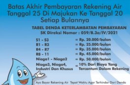 Batas Akhir Pembayaran Tagihan Air PDAM Dipercepat, Denda Keterlambatan Juga Naik