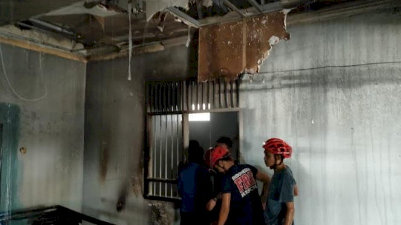 Ruang Detensi Imigrasi Karantina Kantor Imigrasi Kelas II TPI Parepare yang terbakar.