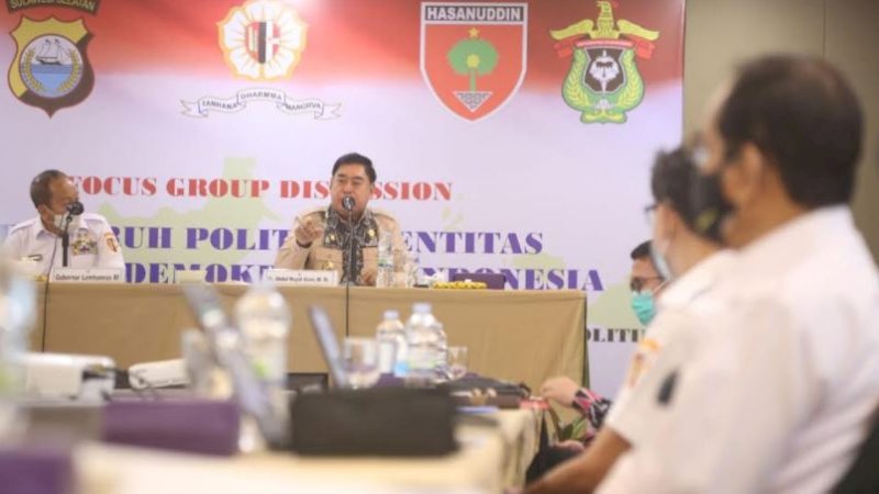 Sekretaris Daerah Provinsi Sulsel, Abdul Hayat Gani, saat hadir pada Focus Group Discussion (FGD) Lemhanas RI di Hotel The Rinra, Kamis (3/6/2021).