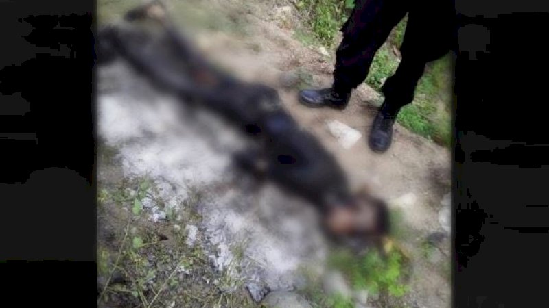 Kondisi mayat yang ditemukan sudah hangus terbakar di Kabupaten Maros, Jumat (11/6/2021).